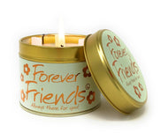 Geurkaars in blik met deksel waarop met gouden letters staat: Forever Friends (Always there for you!)